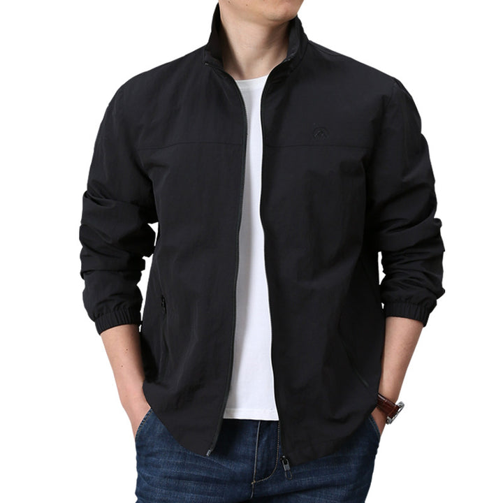 Men's Lightweight Urban Windbreaker with Stand-up Collar, Elastic Cuffs, and Side Zipper Pockets Mune Fashion