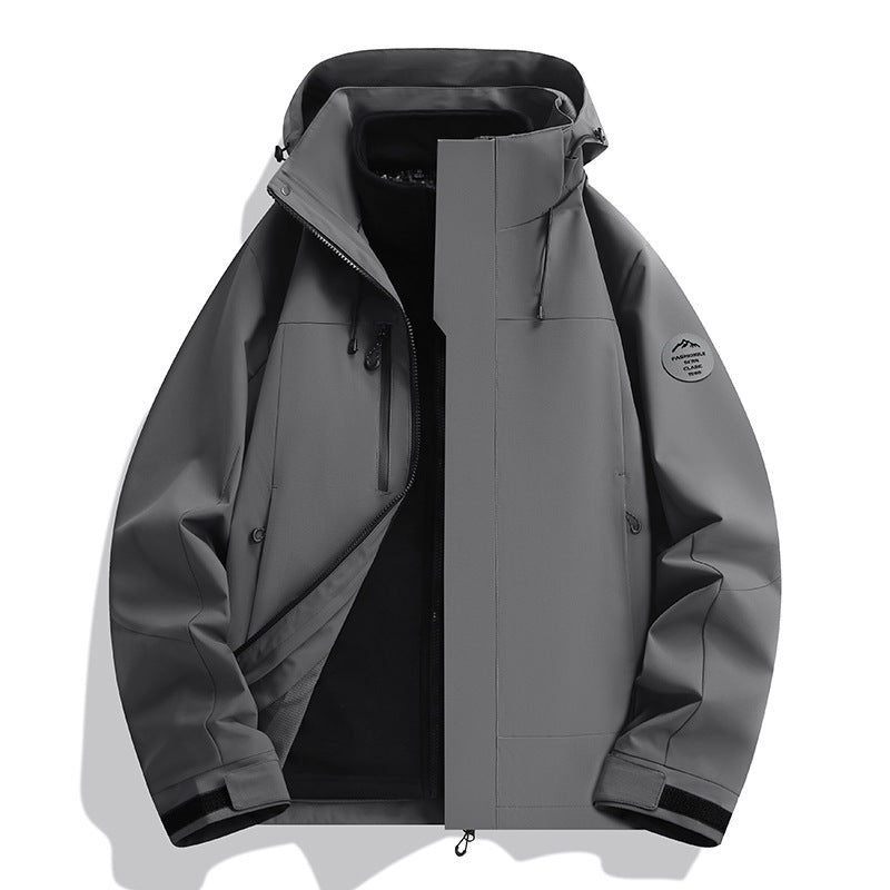 Unisex Water-Repellent Softshell Jacket with Fleece Lining and Adjustable Hood Mune Fashion