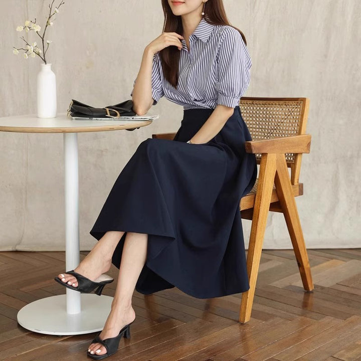 Women Elegant A-Line Midi Skirt Mune Fashion