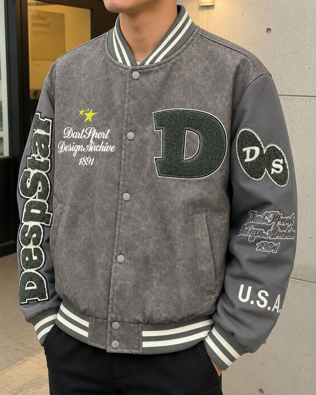 Men's Stylish Bomber Jacket with Embroidered Design Mune Fashion