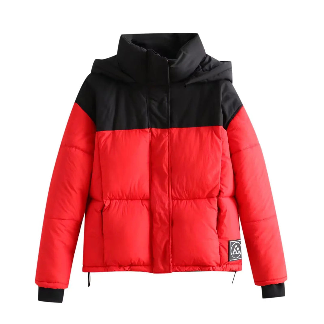 Women's nan boxy padded short quilted jacket with hood, high stand-up collar and drawstring Mune Fashion