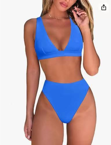 Women's High-Waisted Bikini Set with V-Neck Mune Fashion