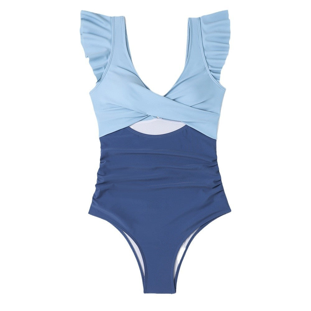 Women's One-Piece Swimsuit with Voluminous Ruffles and Striking Wrap Design Mune Fashion