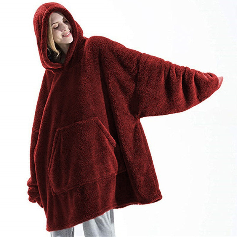 Women's Oversized Fleece Hoodie with Kangaroo Pocket and Hood Mune