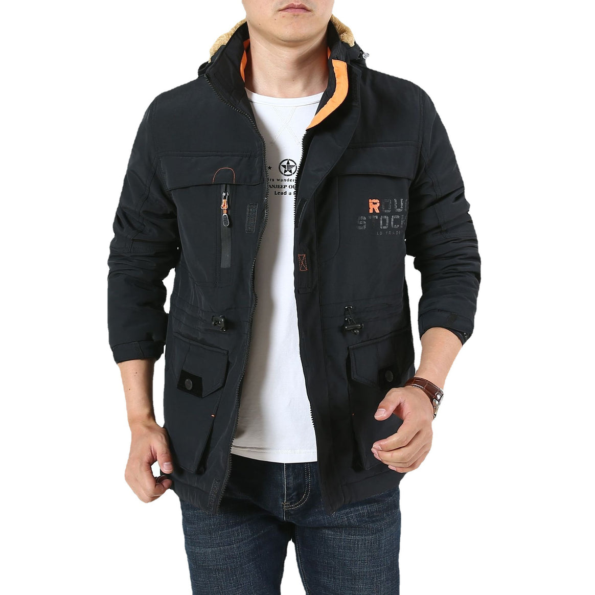 Men's field jacket in urban utility style with multi pockets and high collar Mune Fashion