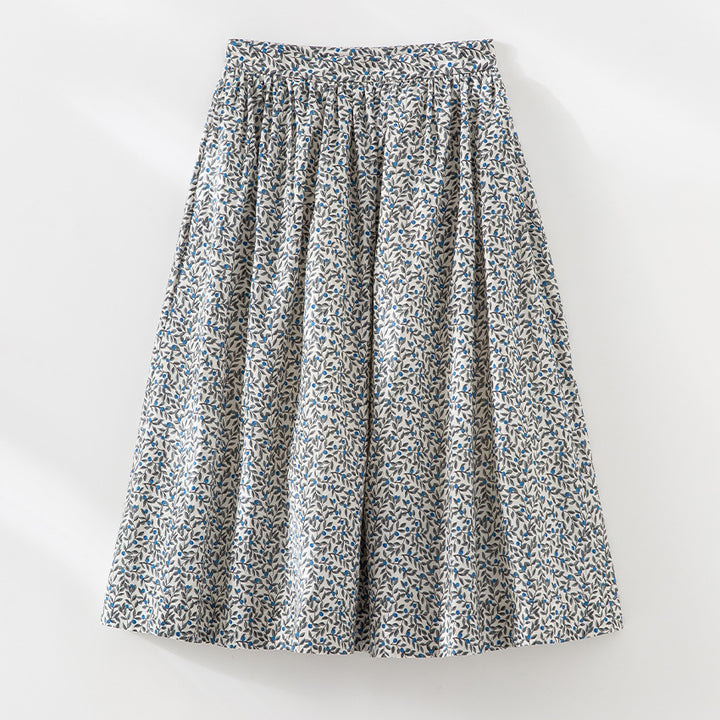 Women's midi skirt with pleated look, gathered waistband and floral print Mune Fashion