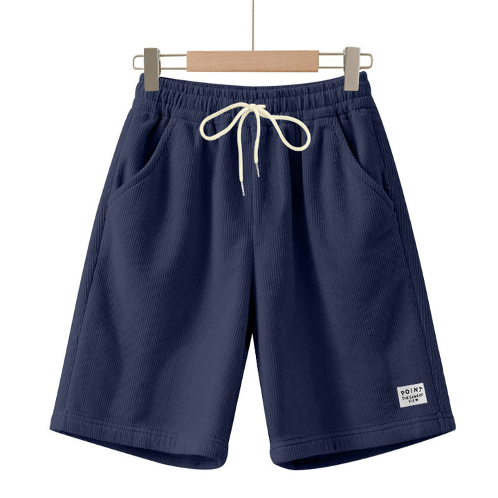 Men's knee-length lounge shorts in ribbed structure jersey with elastic drawstring waistband and patch pockets Mune Fashion