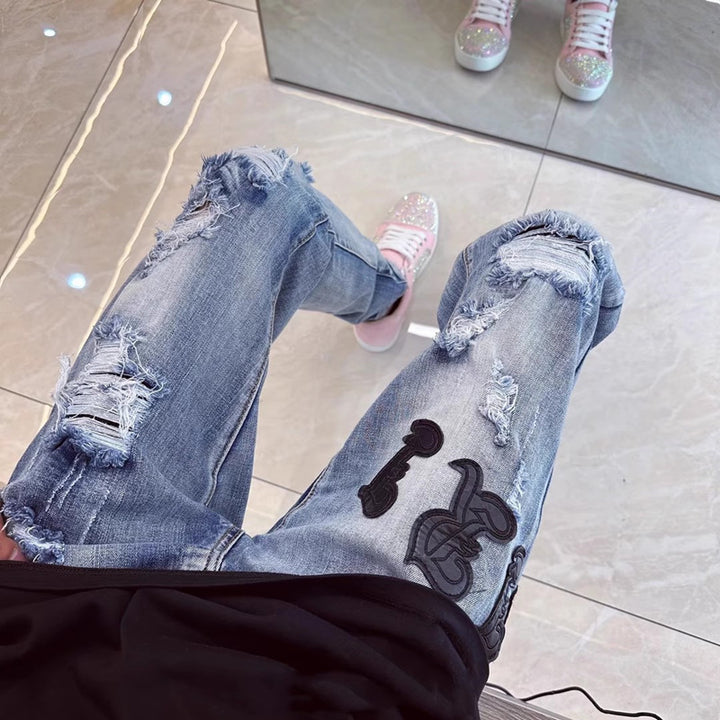 Men's Fashion Ripped Jeans with Creative Applications Mune Fashion 1788342069