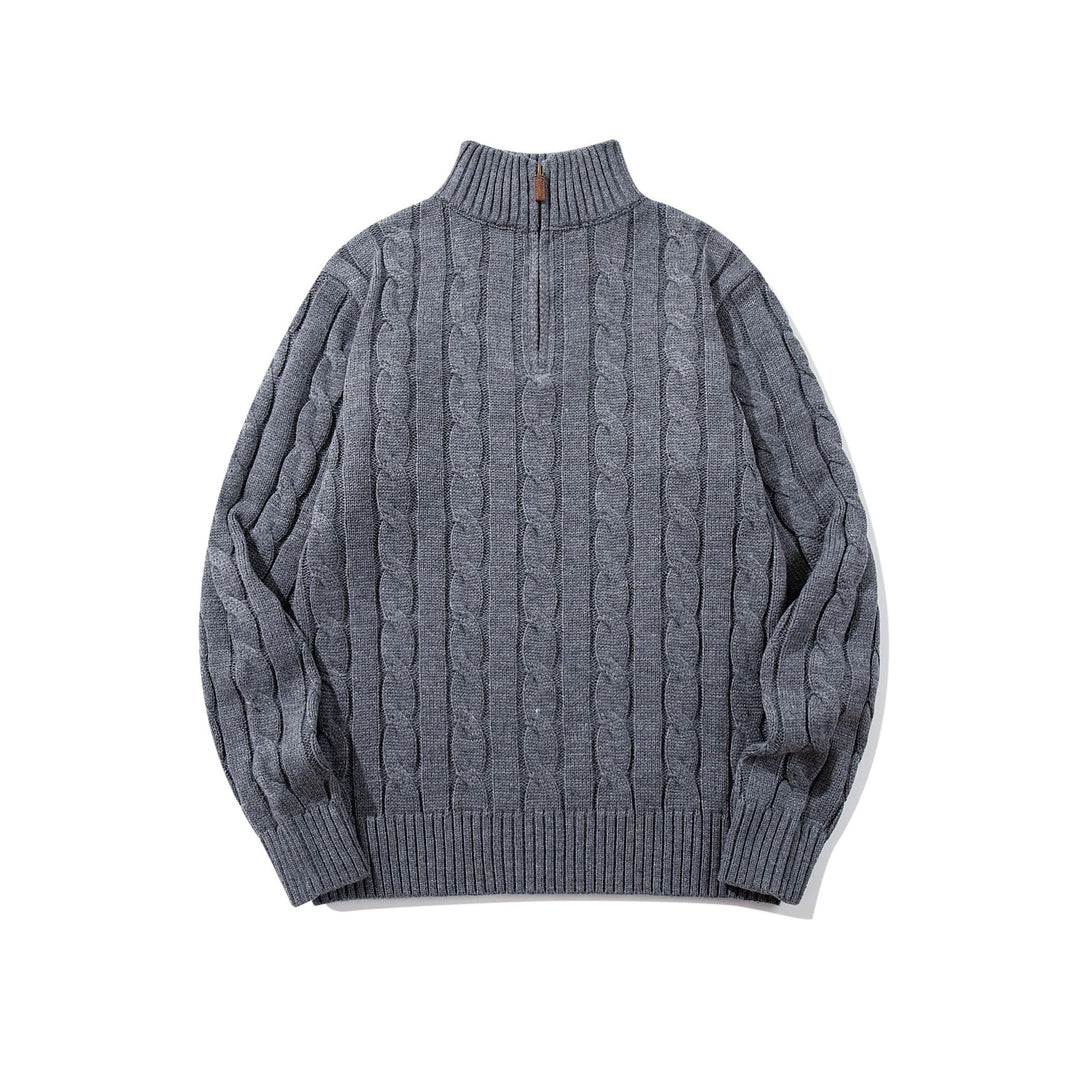 Unisex cable knit half-zip sweater with high ribbed collar and oversized fit Mune Fashion
