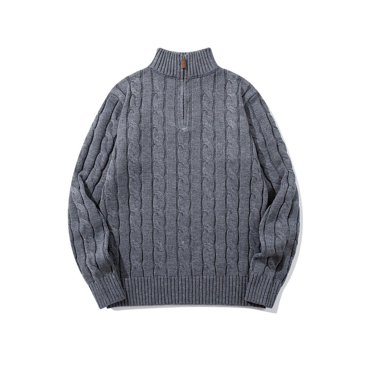 Unisex cable knit half-zip sweater with high ribbed collar and oversized fit Mune Fashion