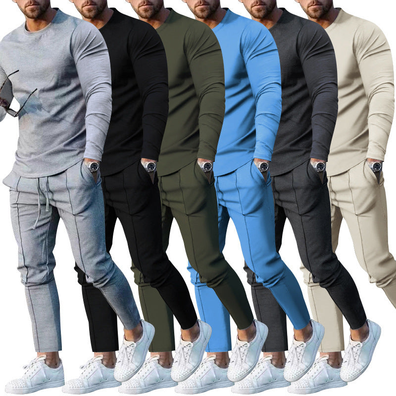 Men's athletic long sleeve and seam detail jogging pants set with slim fit Mune Fashion