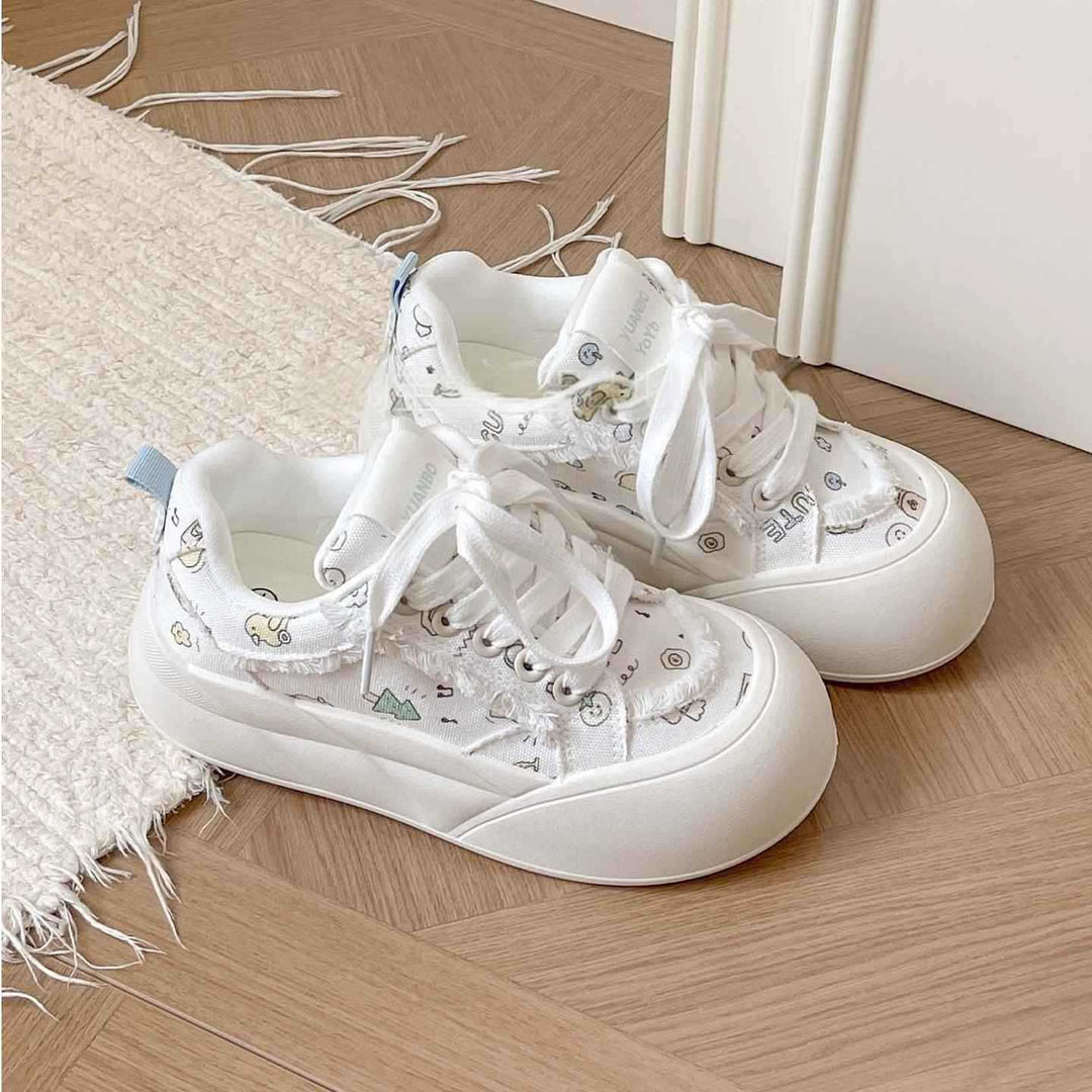 Ladies' Fashion Casual Sneakers with Floral Design and Comfortable Sole Mune Fashion