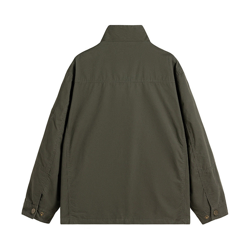 Men's Lightweight Utility Field Jacket with Stand Collar and Multiple Pockets Mune Fashion