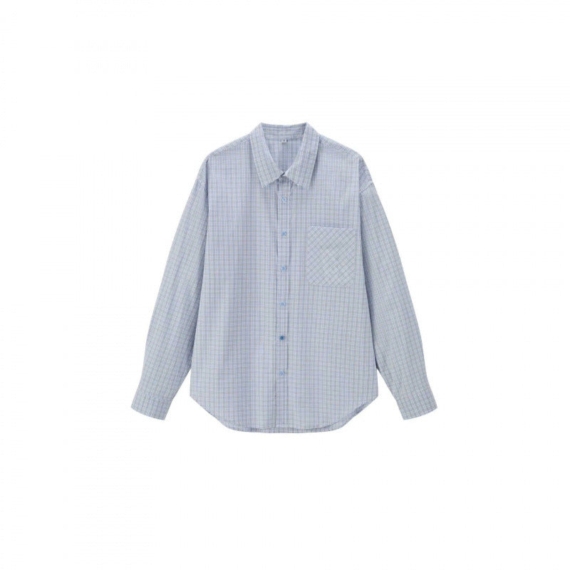 Unisex Loose-Fitting Checked Overshirt with Patch Chest Pocket and Curved Hem Mune Fashion