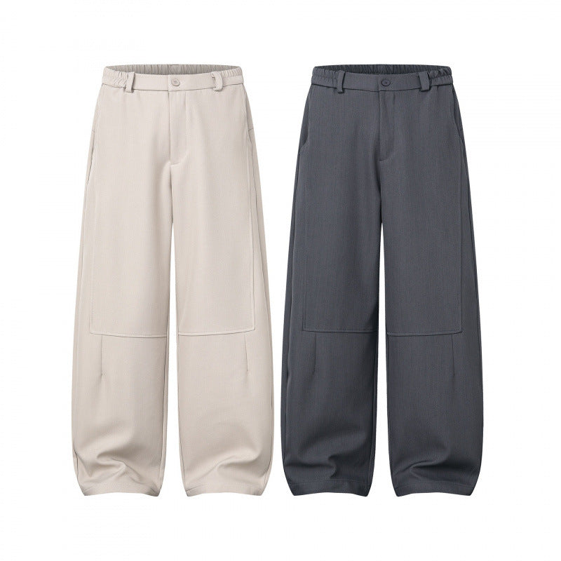 Women Wide Culotte Pants with Knee Patches, Elastic Back Waistband and Patch Pockets Mune Fashion