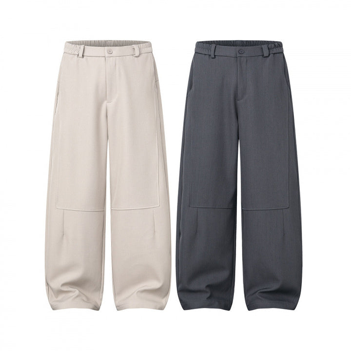 Women Wide Culotte Pants with Knee Patches, Elastic Back Waistband and Patch Pockets Mune Fashion