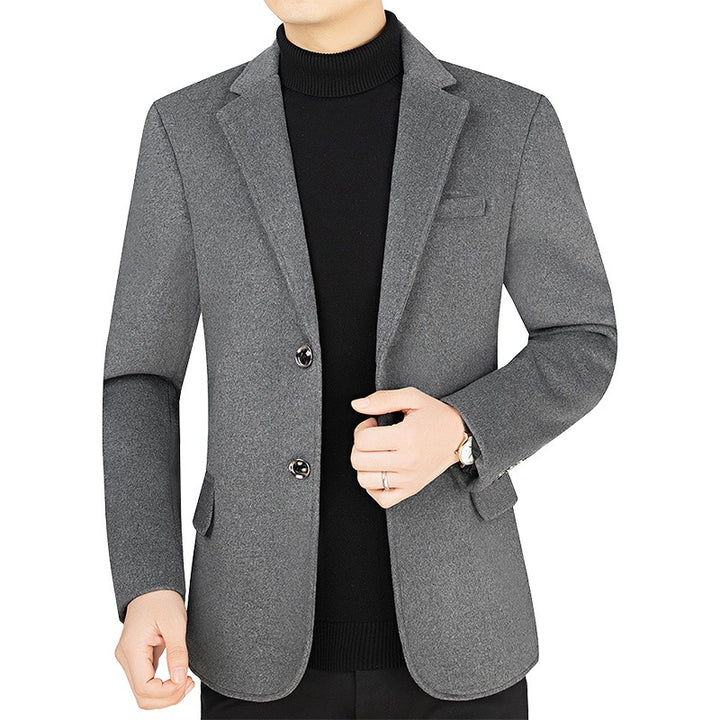 Men's Tailored Short Wool Blend Blazer with Fine Felt Structure and Lapel Mune Fashion