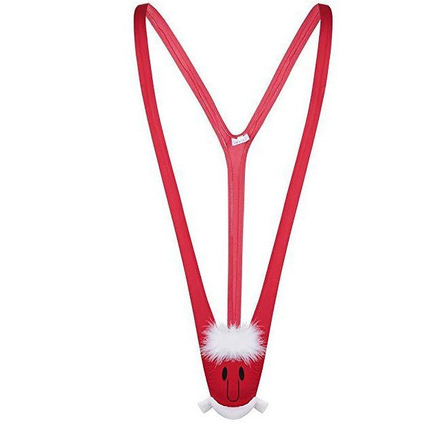 Men's Novelty Plush Reindeer Thong with Antler Pouch