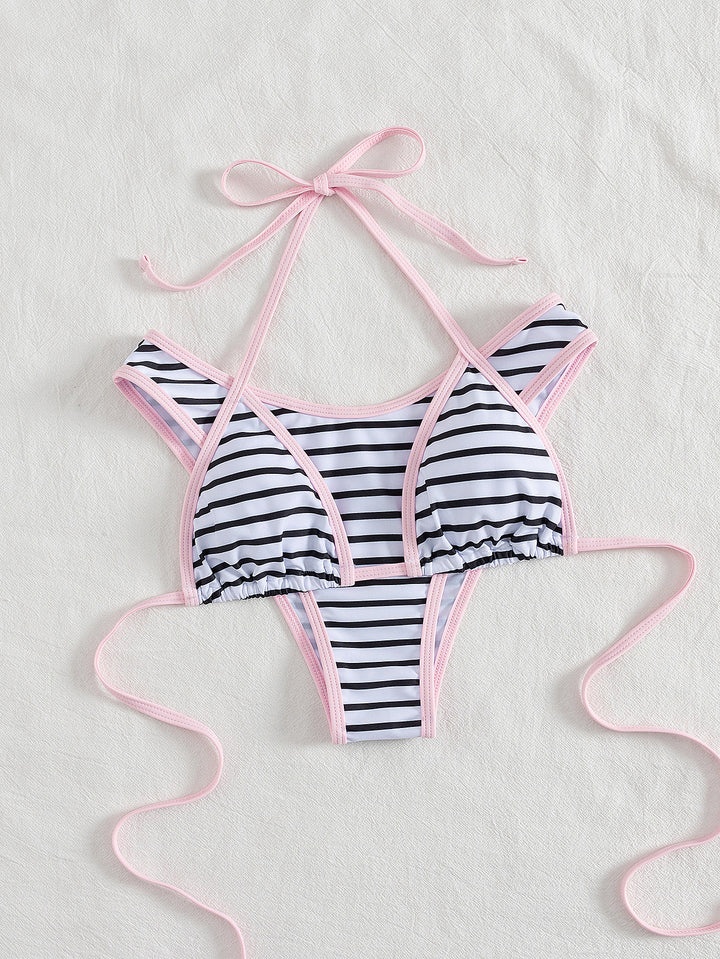 Women's Sporty Bikini Top with High-Quality Stripe Design Mune Fashion