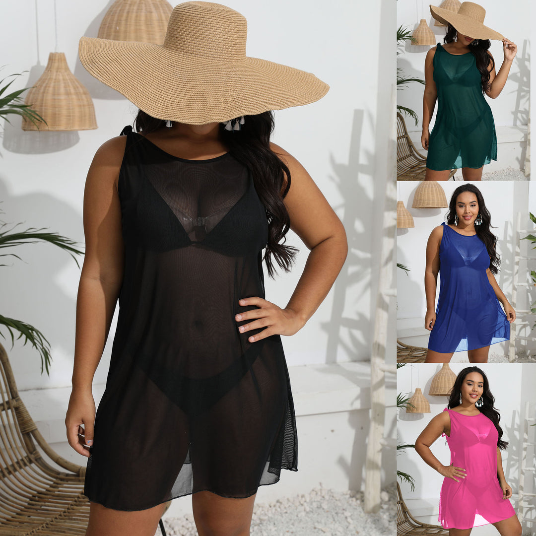 Women transparent beach cover-up with playful straps Mune Fashion