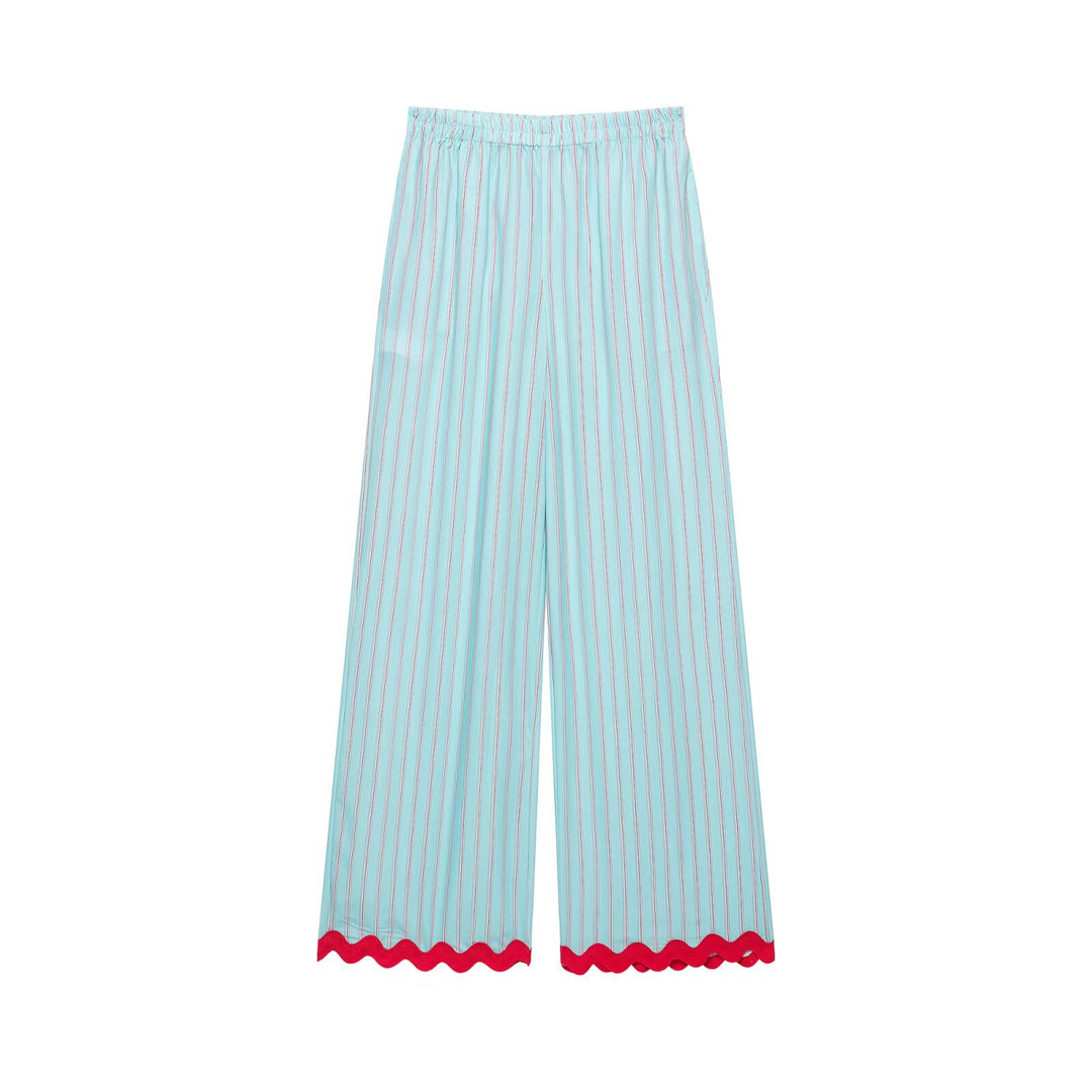 Women's wide pajama pants with elastic waistband and wavy hem Drune