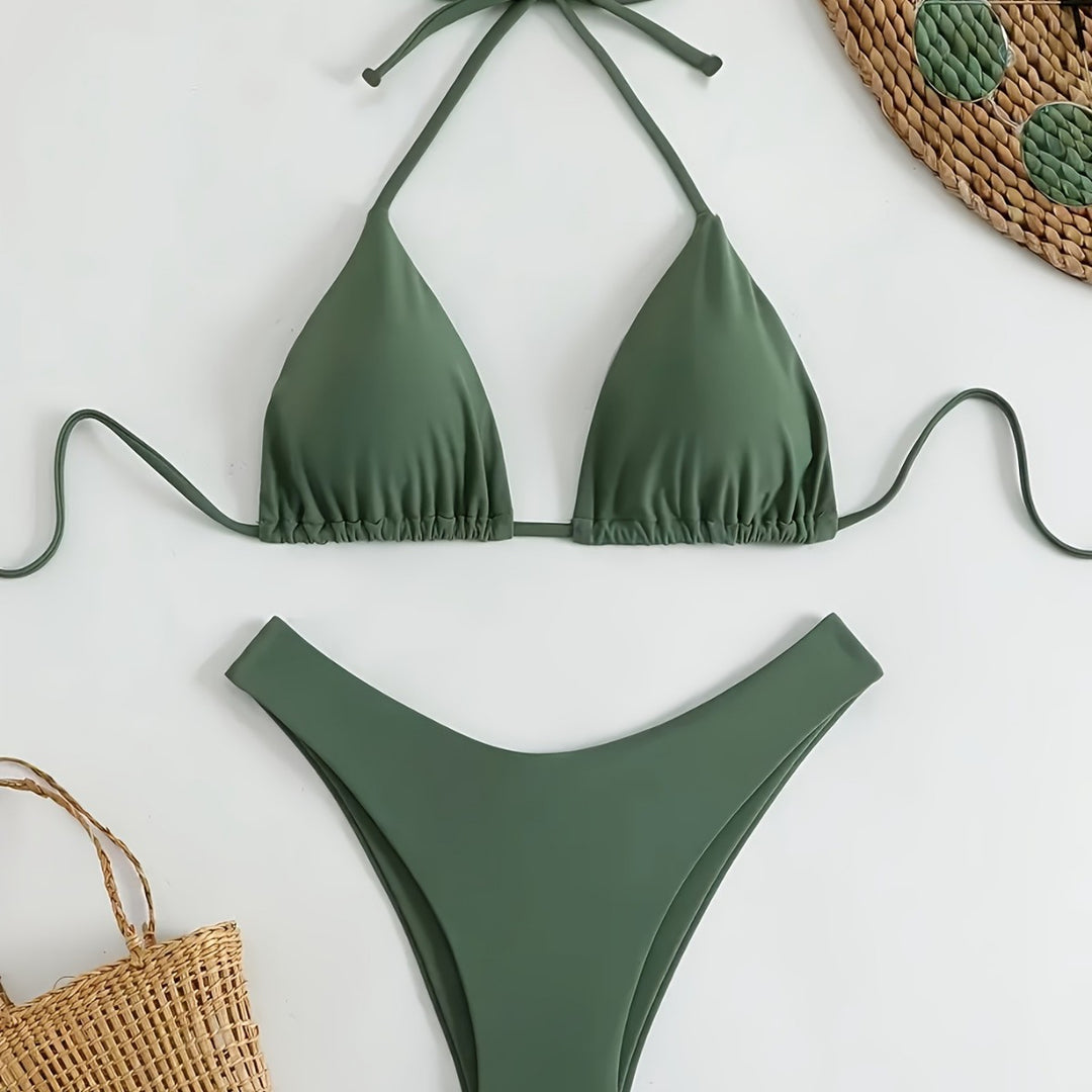 Women Triangle Bikini Set with Gathered Design Mune Fashion