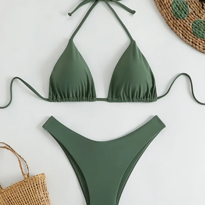 Women Triangle Bikini Set with Gathered Design Mune Fashion