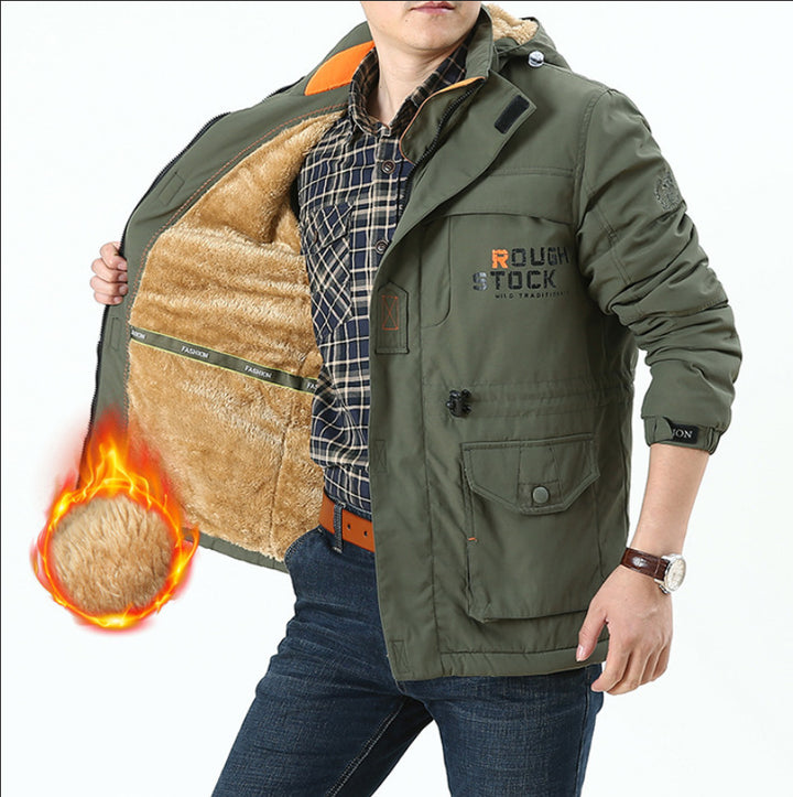 Men's Thermally Insulated Field Parka with Teddy Lining, Hood and Multifunction Pockets Mune Fashion