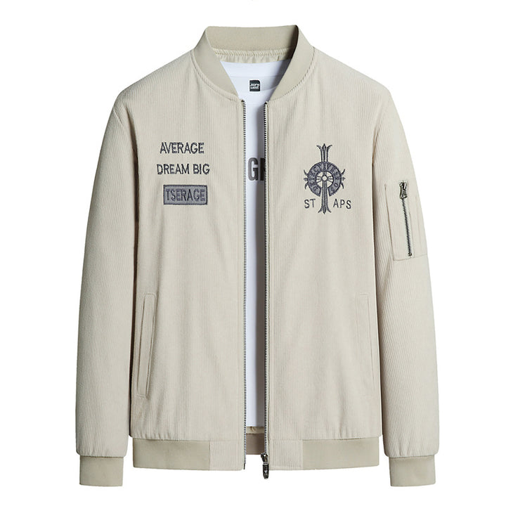 Men's Fashionable Bomber Jacket with Embroidery Mune Fashion