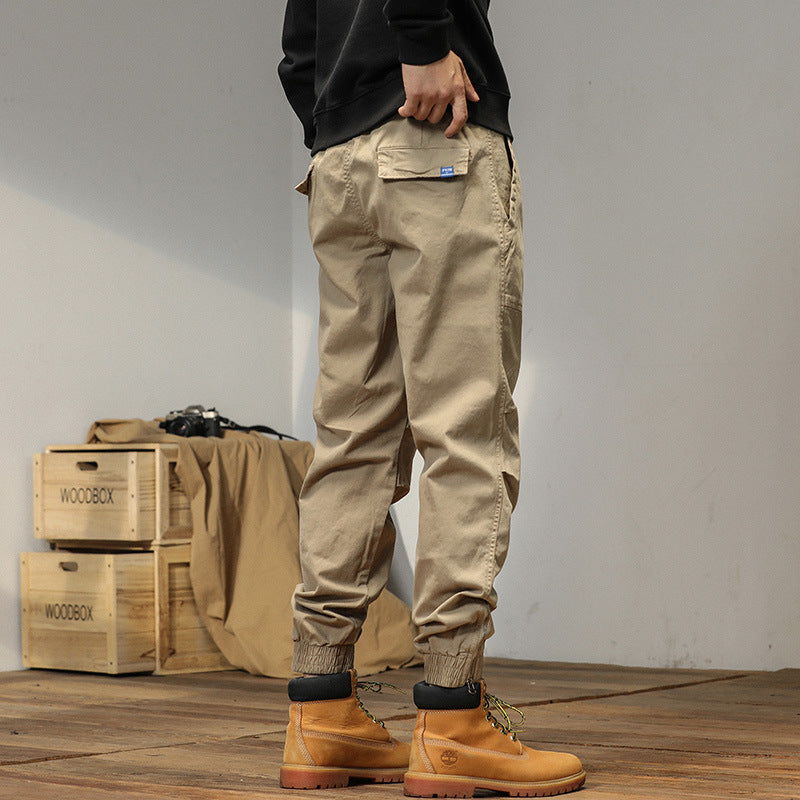Men's Relaxed-Fit Canvas Cargo Jogger with elastic drawstring waistband, patch front pockets and zipper cuffs Mune Fashion