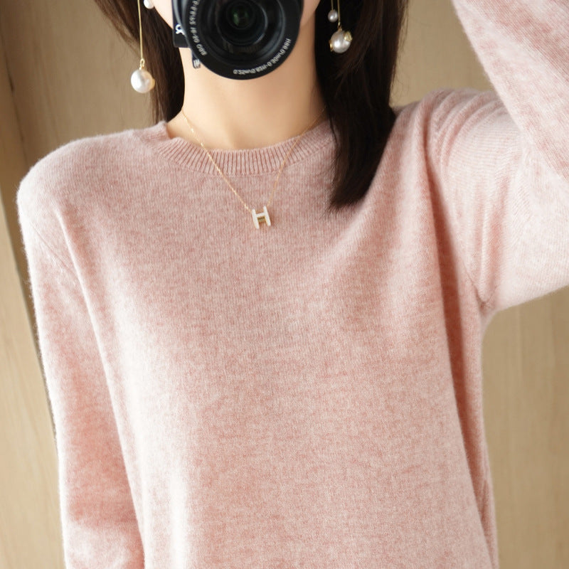 Women's Soft Fine Knit Crew Neck Sweater with Extra Wide Cuffs and Boxy Silhouette Mune Fashion