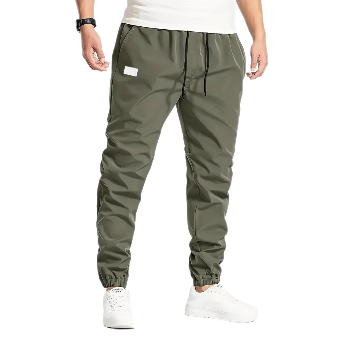 Men's Technical Jogging Pants in Tapered Utility Style with Elastic Waistband & Ankle Cuffs Mune Fashion