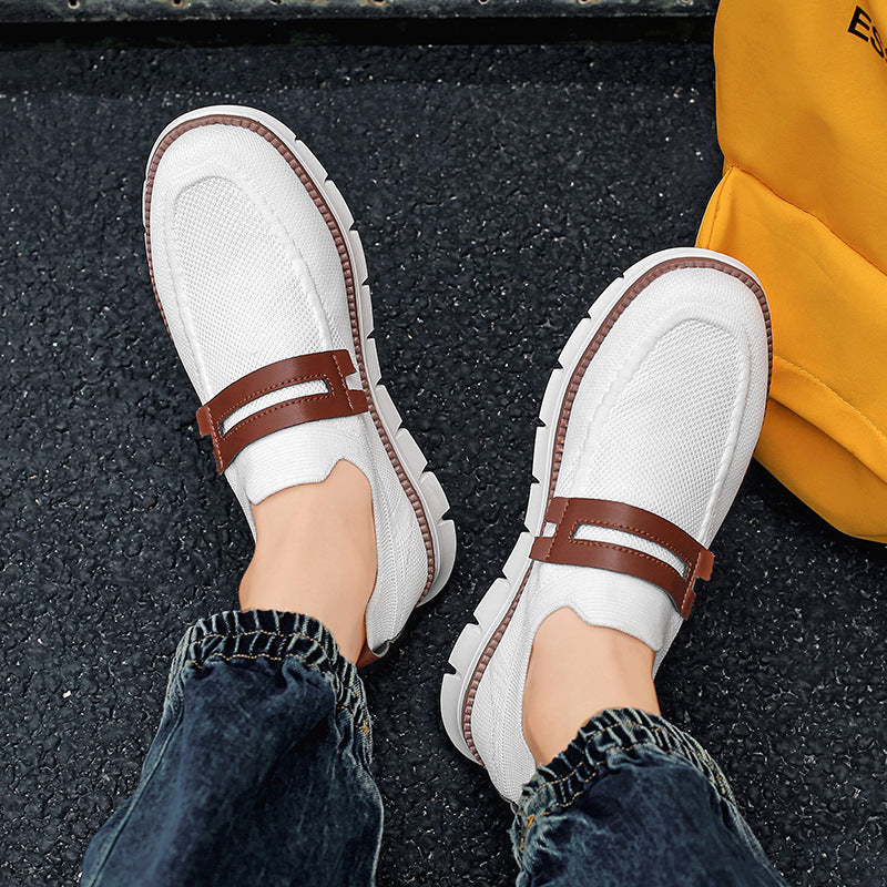 Women's Elastic Knitted Moccasin Sneakers with Cushioned EVA Sole and Decorative Strap Mune Fashion