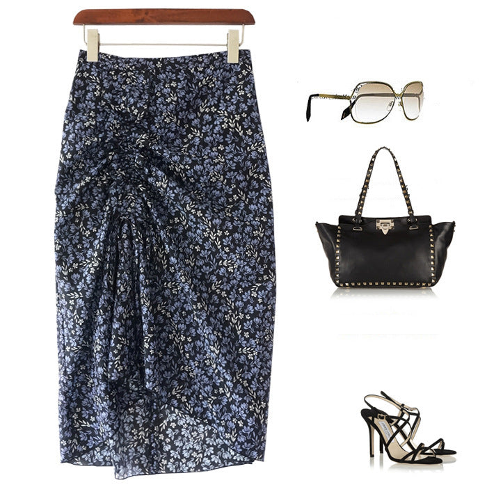 Ladies Elegant Midi Skirt with Draped Design Mune Fashion