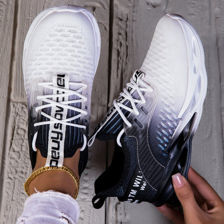 Ladies Air Cushion Sneakers with Transparent Air Sole and Knitted Upper Mune Fashion