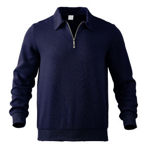 Men's fine structure half-zip pullover in polo shirt style Mune Fashion