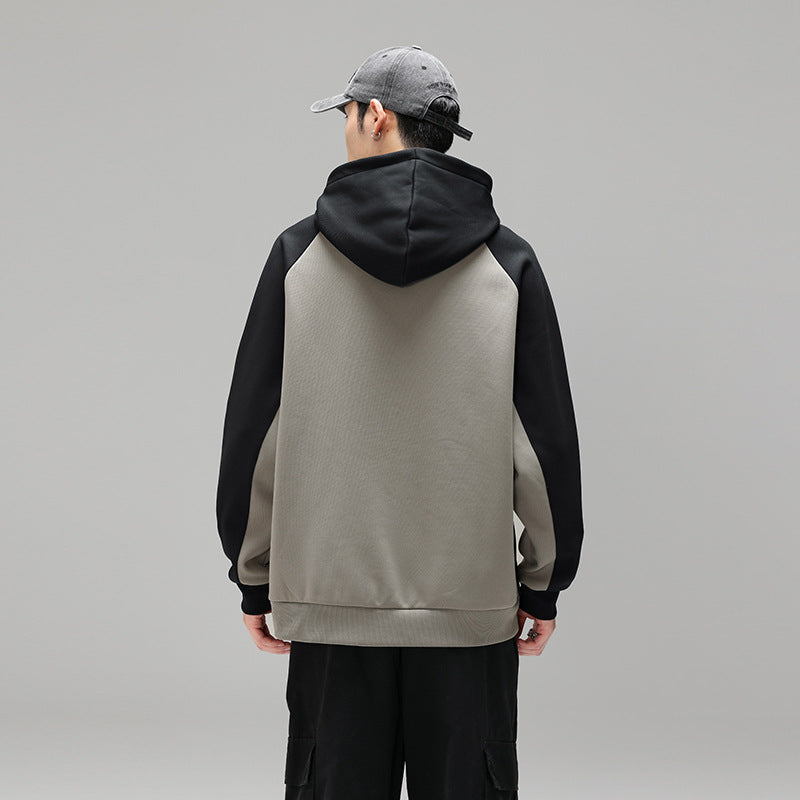 Herren Kapuzenpullover im Colourblock-Design mit Raglanärmeln, Kängurutasche und geripptem Saum Mune Fashion