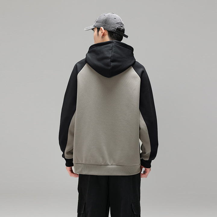 Herren Kapuzenpullover im Colourblock-Design mit Raglanärmeln, Kängurutasche und geripptem Saum Mune Fashion