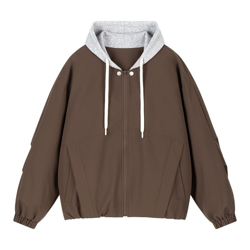 Unisex Oversize Hooded Zip Jacket with Contrasting Hood Lining and Elastic Hem Mune Fashion