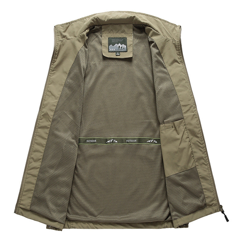 Men's Outdoor Utility Vest with Mesh Lining and Zipper Pockets Mune Fashion