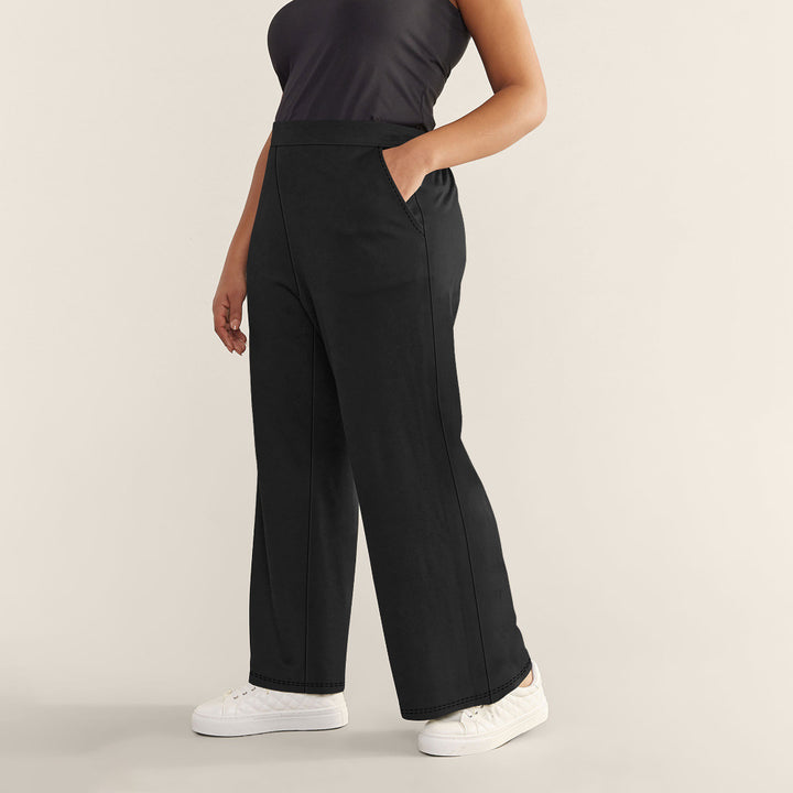 Women High-Waisted Relaxed Culotte Pants with Wide Leg and Side Pockets Mune Fashion