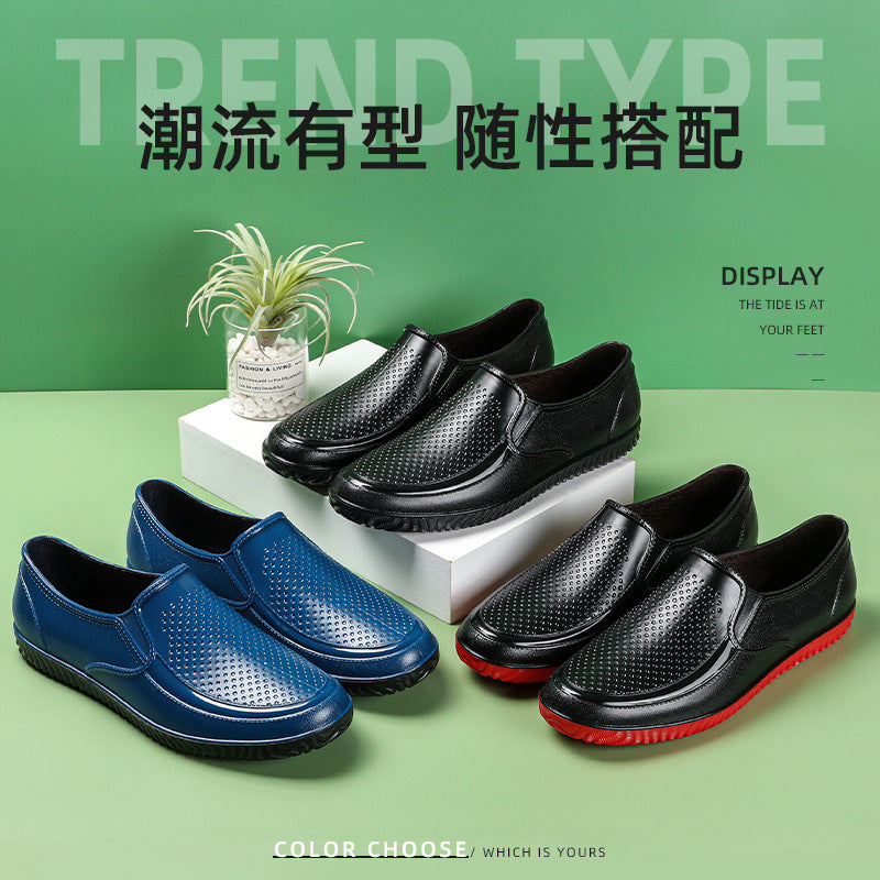Men's Elegant Perforated Slip-On Half Shoes with Non-Slip Tread Sole Mune Fashion
