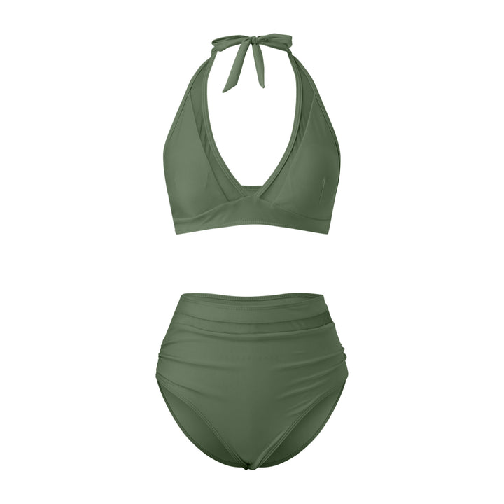 Women's High-Waisted Swimwear Set with Stylish Halter Top Mune Fashion