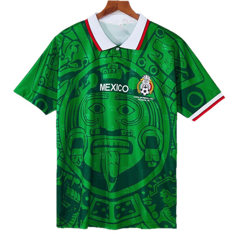 Unisex nan Retro football shirt with Aztec sun disk print and polo collar Mune Fashion