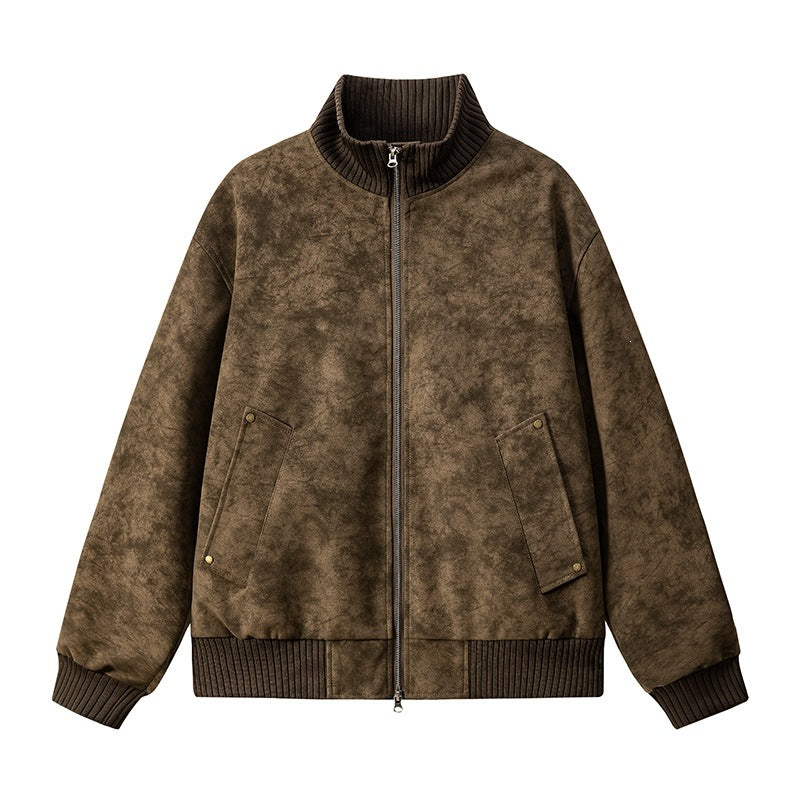 Women's Elegant Faux Leather Jacket with Stand-Up Collar Mune Fashion