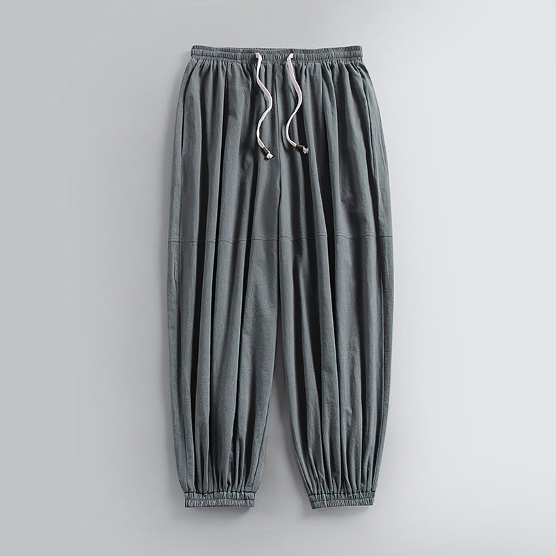 Women's Airy Harem Pants with Drawstring Waist and Elastic Ankle Cuffs Mune Fashion