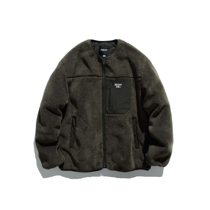 Unisex Short Cut Teddy Fleece Jacket with Nylon Chest Pocket and Full Zip Mune Fashion