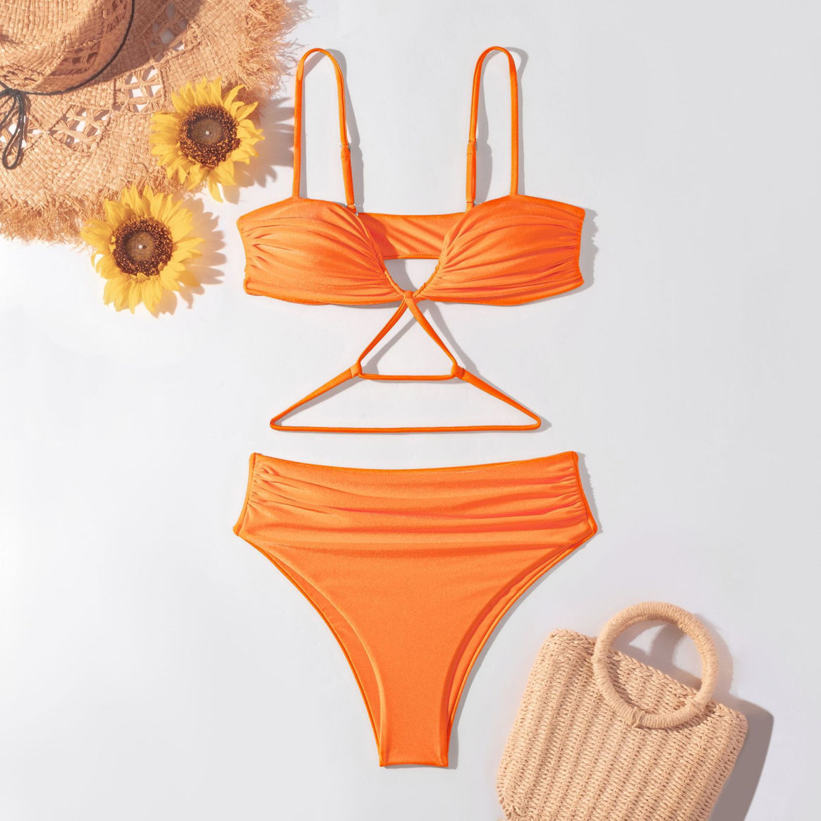 Women High-Cut Bikini with Ruffles and Creative Lacing Details Mune Fashion