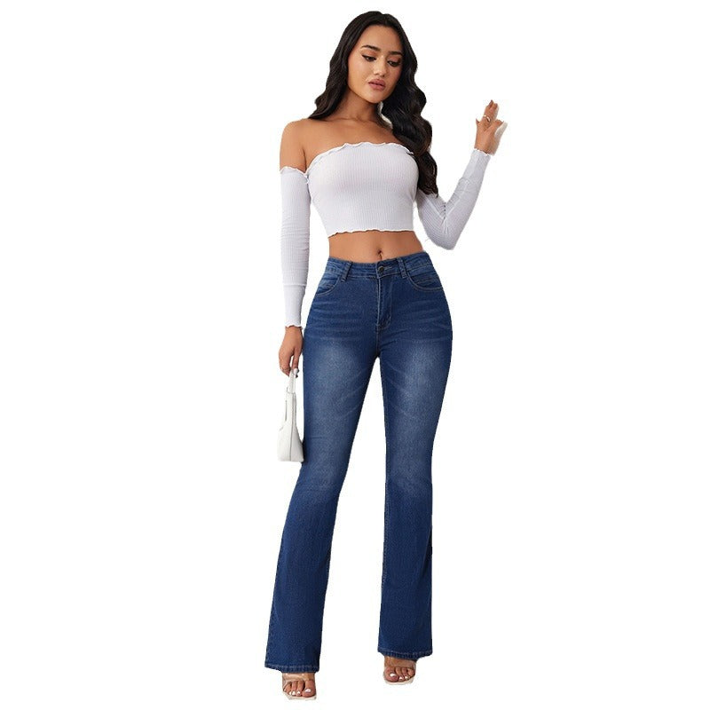 Women's high waist flared jeans with a figure-flattering fit and wide bootcut Mune Fashion