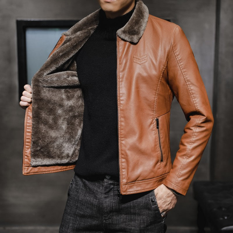 Men's fashionable and warm leather jacket Mune Fashion